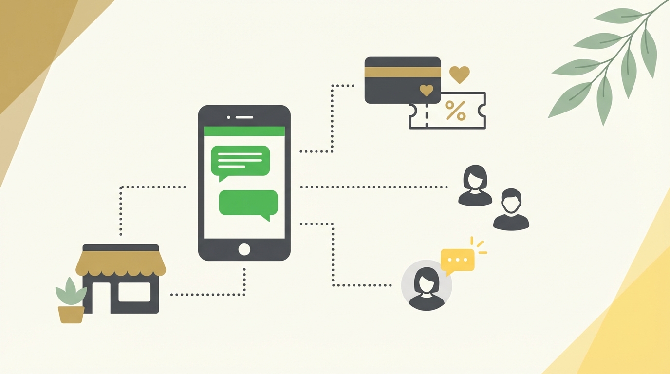 LINE公式アカウント活用ガイドのイメージ:スマートフォンのLINEチャットと店舗・顧客の連携